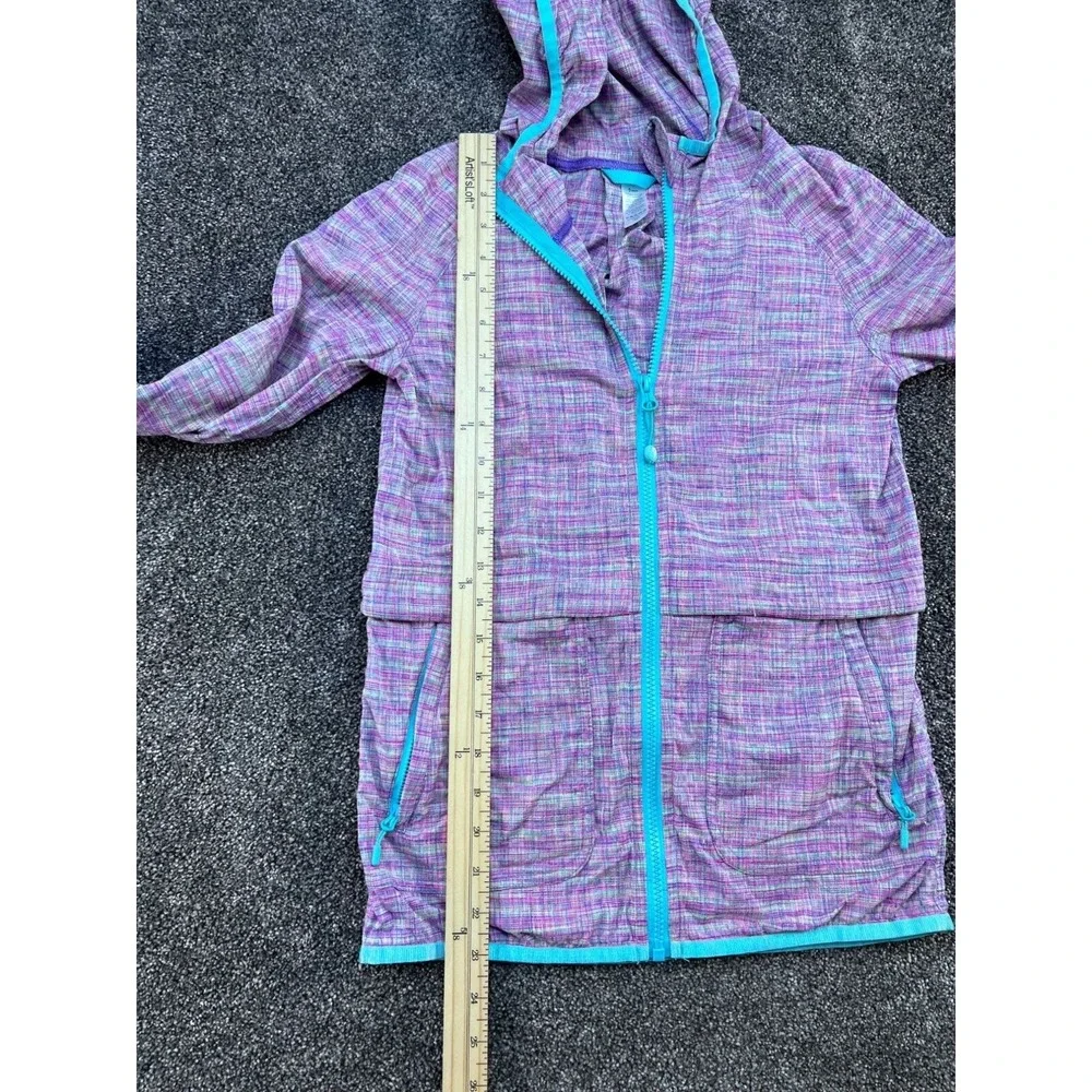 Ivivva Girls Hooded Lightweight Zip-Up Jacket Size 12 Purple & Turquoise‎ Plaid